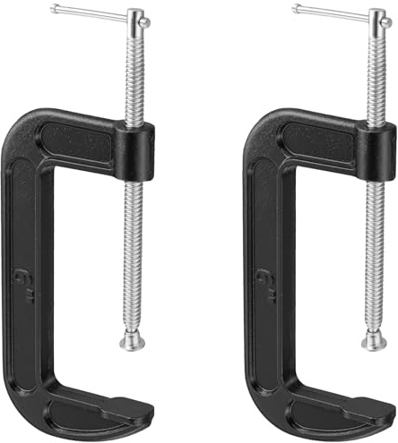 JOIKIT 2 Pcs C Clamp, 6 Inch/16cm G Clamps with Adjustable Screw for Welding, Woodworking, Black