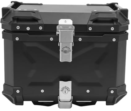 DAHAD 45-Liter-Motorradkoffer, Aluminium Wasserdicht Top Case, Universal Roller Koffer mit Sicherheitsschloss, Wasserdicht, KofferraumHeckbox für Helm, Regenmantel