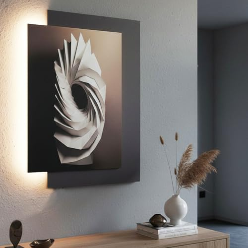Arnusa LED Wandbild mit indirekter Beleuchtung, moderne Wanddekoration mit Licht, USB, Fernbedienung, 60×80 cm WD006 Wandskulptur