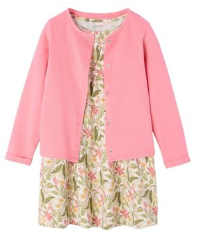 Vertbaudet Mädchen-Set: Kleid + Cardigan rosa bedruckt 122