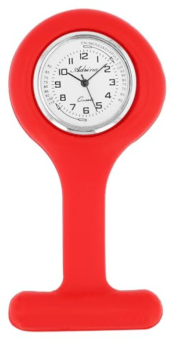 Adrina Alain Miller Krankenschwesteruhr Damen Analog - Ansteck Uhr für Krankenschwestern in Rot