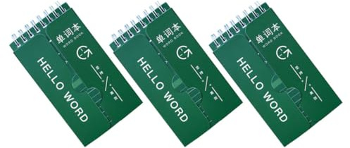 Amosfun 3 Stück Vokabelhefte mit Abdeckblatt Grün Leichtes Papier Notizblock für Schüler zum Schreiben und Tagebuch Führen im Schulalltag