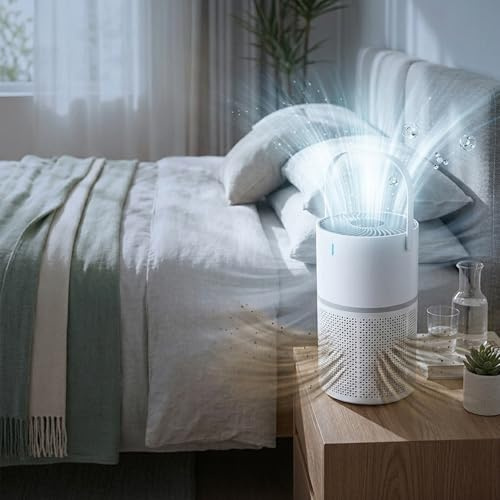 Veoair GL-K8 Smart Air Purifier for Bedroom and Home, Quiet True HEPA Air Filter for Pets, Hair, Dust and Odours, Intelligent Automatic Mode Room Air Purifier, Veoair Air Purifier GL-K8