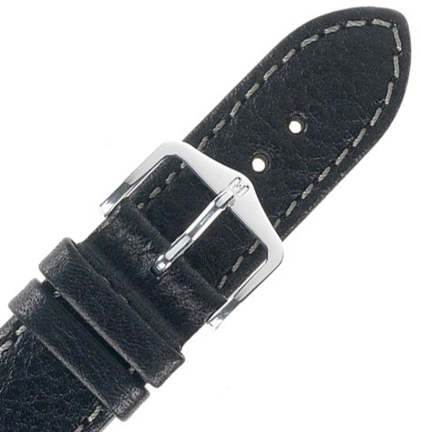 Hirsch Leder Uhren Armband Forest Schwarz Dornschließe 17900250-WM 12 mm