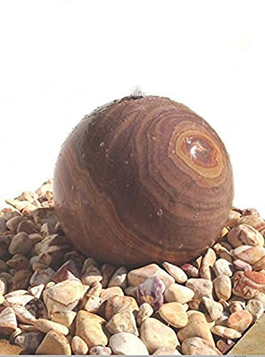 Aqua Moda Lunari Rainbow Sandstone 50cm Sphere Water Feature - Self-Contained Outdoor Garden Fountain, Natural Stone Sphere with LED Lighting for Patio & Landscaping