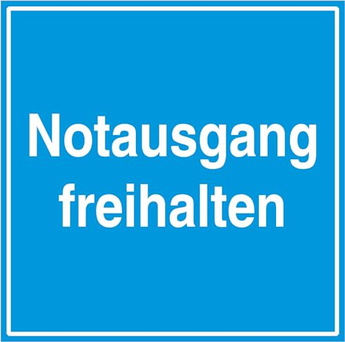 Indigos UG Aufkleber Notausgang freihalten 20x20 cm - selbstklebender Sicherheits Aufkleber für Tür oder Wand - Warnschild für Gebäude, Hotel, Büro, Firma, Haus, Praxis