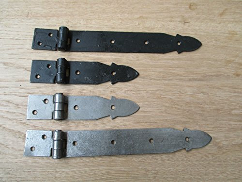 IRONMONGERY WORLD® Strap Hinges for Chest Trunk Blanket Storage Box CASE Old Vintage Furniture (Black Antique Small)