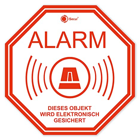 6er Set Alarm-Aufkleber I hin221 I 5x5 cm I Achtung Objekt wird elektronisch gesichert I für Fenster-Scheibe, Tür I innenklebend