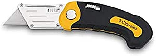 3 CLAVELES Cutter NAVAJA PLEGABLE 10 CM. Zinc-Alloy PP+TTR 3C