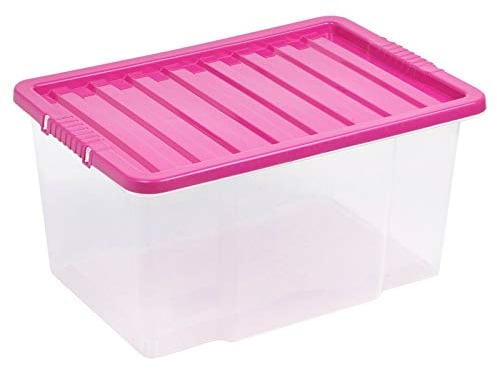 URBNLIVING 50 Liter Storage Box & Lid Pink