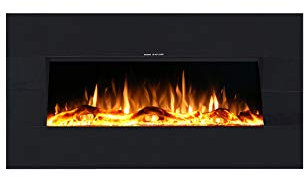 Ezee Mini Built-In Electric Fire - 42 | Wall Mounted or Recessed Black LED Flame Effect Fireplace Heater, with 2 Decorative Fuel Bed Options, 3 Flame Colour Options & Remote Control | Zara Glow Range