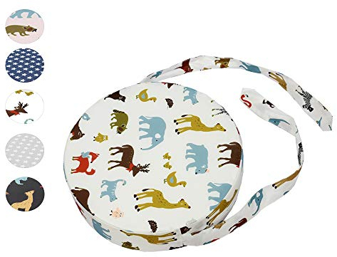 Kinder Sitzkissen Sitzerhöhung Stuhl, Fansu Baby Tragbar Sitzkissen Cartoon Design Rund Verstellbar Zerlegbar Kleinkinder Esszimmerstuhl ErhöHen Pad Esszimmer Boostersitze (32 x 8cm,Weiß)
