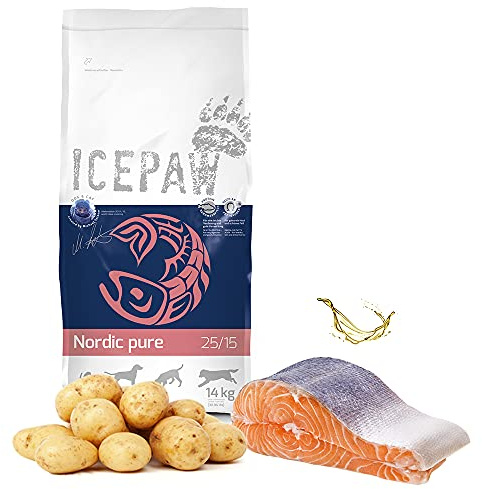 ICEPAW I High Premium I Trockenfutter Nordic Pure 14 kg I getreidefrei I Lachs und Kartoffeln I Für futtersensible Hunde