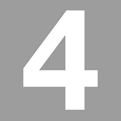 Zahlen-Aufkleber Nr. 4 in weiß I Höhe 10 cm I selbstklebende Haus-Nummer, Ziffer zum Aufkleben für Außen, Briefkasten, Tür I wetterfest I kfz6744