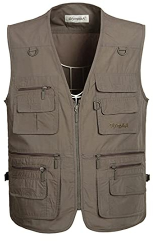 Hwalleum Herren Outdoor Beiläufig Weste, Herren Sommer Leicht Atmungsaktiv Mehrzweck Draussen Weste Multi-Taschened Schnelltrocknend Anglerweste Fotografie Wandern Gilet Ärmellos Arbeiten Vest