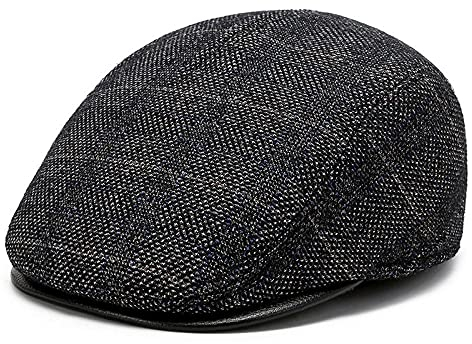 WQZYY&ASDCD Barett Cap Baskenmütze Schirmmütze Kariertes Barett Herren Mittleren Alters Plus Samt-Gehörschutz Entenzungenhut-Grau_S (54-56Cm)