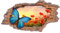 3D Wandtattoo Mauerloch 1 x 0,53 m Wandsticker Wandaufkleber Mauerdurchbruch realistisch selbstklebend Kinderzimmer Schlafzimmer Wohnzimmer Bad W009(11 Schmetterling)
