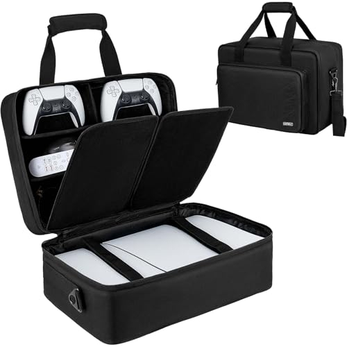 IVODEELA Console Carrying Travel Case - Compatible with PS5, PS4, Protects Controllers, Headset, Game Discs, Charger Accessories - Black