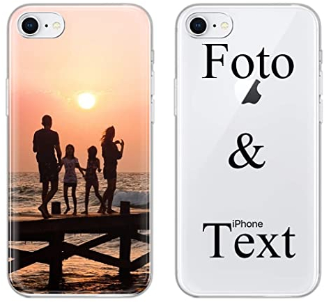 Yoedge Personalisierte Handyhülle für iPhone SE 2022/SE 2020/7 / 8 Hülle Personalisiert 4,7, Soft Transparente Hülle mit Eigenem Foto Bedrucken Bild Text Schutzhülle Selbst Gestalten für iPhone 7