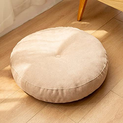 Yadlan Bodenkissen Groß Rund, Sitzkissen Boden Orientalisch, Flauschig Stuhlkissen Rund Landhaus Stuhlauflagen Extra Dick Sitzpolster für Betten, Boden, Tatami, Balkon, Terrasse Beige