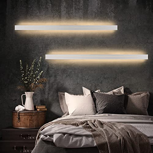ZMH Wandleuchte Innen Wandlampe LED - Modern Schlafzimmer 100CM Flurlampe Warmweiß 31W Weiß Treppenhauslampe Wandbeleuchtung für Flur Treppenhaus Kinderzimmer Wohnzimmer