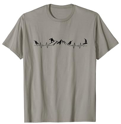 Snowboard Geschenk Grau Klassisch geschnittenes Snowboard T-Shirt mit Kurzarm und Rundhals für Snowboarder, Sportbegeisterte - Unisex-Jugendliche - Klein - EU - 34 inches