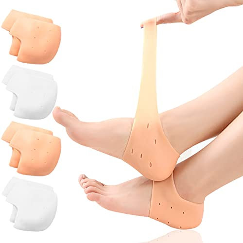 Proteggi tallone in silicone(4 paia) Può essere utilizzato come sottopiede o poggiapiedi Tampone il sollievo dalla pressione e migliora i piedi asciutti e screpolati e l'attrito del tallone.