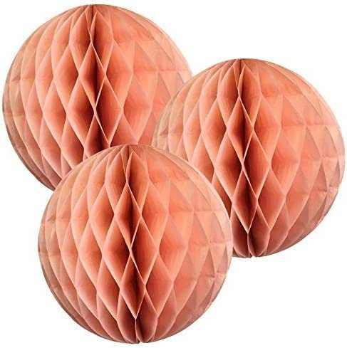 Paper Honeycomb Balls (Pack of 3) Christmas Tree Decorations Birthday Wedding Baby Shower (14 (35cm), Peach)