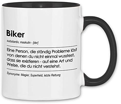 wowshirt Tasse Geschenk für Biker Definition Geburtstag Weihnachten, Farbe:White - Black