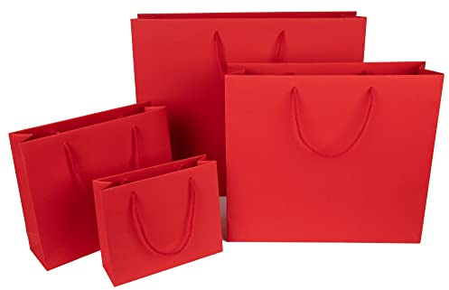 10 x PresentFill® Papiertragetaschen Geschenktaschen Rubin Rot 54 x14 x 44,5cm mit Kordel aus umweltfreundlichen 100% Recycling Kraftpapier - Made in Germany