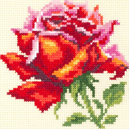 Magic Needle 150-003 ZW Rote Rose Kreuzstichset mit Zählmuster Zweigart Edition, Baumwolle, multifarbig, 11x11cm