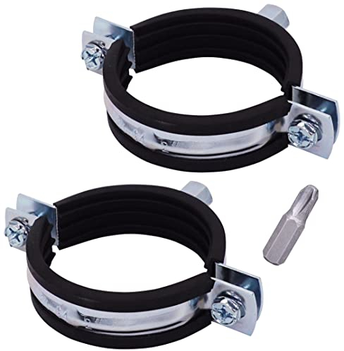 SKIR'CO (2 piezas) Soportes de tubo con revestimiento de goma para tubos de 60-64 mm, abrazaderas de tubo, soportes de tubería para montaje en pared y techo