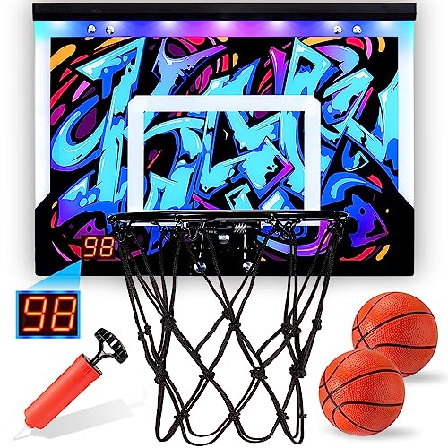 HappyGoLucky Mini Basketballkorb Indoor, Spielzeug ab 6-12 Jahre Jungen Kinder Geschenke Junge 6-12 Jahre Basketball Korb im Zimmer Mini Hoop Basketball