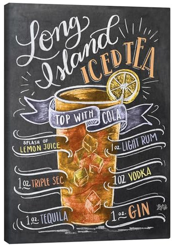 Posterlounge Long Island Ice Tea Rezept (Englisch) Leinwandbild von Lily & Val 30 x 40 cm Orange Wandbilder Wanddeko