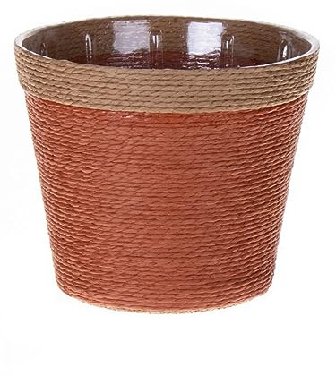 INNA-Glas Blumenkorb NERIONKO, Terracotta-beige, 16 cm, Ø 19 cm | Pflanzkorb/Deko Topf