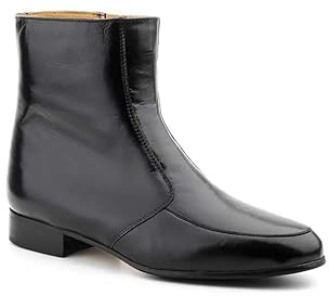 Genérico Stivale corto Uomo in Pelle Caprina Cerniera - Stivaletto Tacco Cubano 2 CM - Suola Pelle - 2021 - Made in Almansa, Nero , 44 EU