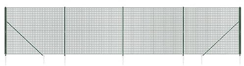 vidaXL Maschendrahtzaun, Gartenzaun Wildzaun mit Bodenhülsen PVC Beschichtung, Drahtzaun Begrenzungszaun für Außenbereich, Drahtgitter Maschendraht, Grün