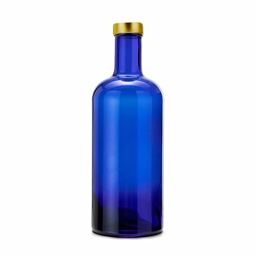 Shurity Pack 4PZ Bottiglie in vetro per acqua Basic 75cl. Blu con tappo Oro (4)
