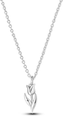 NARMO Halskette für Frauen 925 Sterling Silber Tulpe Blume Anhänger Halskette zierliche Halskette Schmuck Geschenke