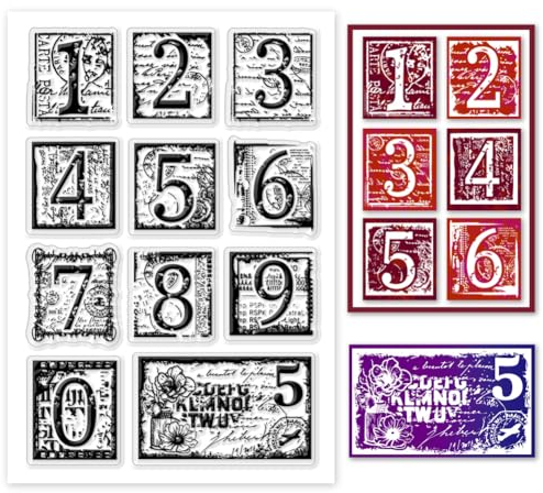 PH PandaHall Zahlen Clear Stamps, 0-9 Digital-Tag-Clear-Stempel Transparente Gummistempel Silikon-Stempel Für Geburtstag, Urlaub, Jahrestag, Kartenherstellung, DIY-Scrapbooking, Fotoalbum dekorieren