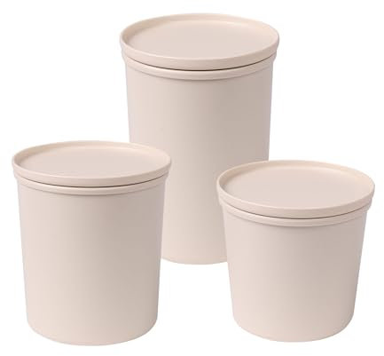 AWAVE Frischhaltedosen-Set rund mit Deckel, luftdicht, 3-teiliges Set, 500 ml, 800 ml, 1.000 ml, natur, aus recycelten PET-Flaschen, Vorratsdose Aufbewahrungsbox Vorratsbehälter, klimaneutral, Mehrweg