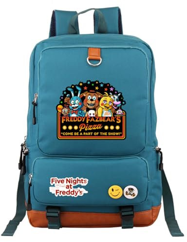 SPSMOKH FNAF Canvas Tasche Freddy/Chica/Bonnie Rucksack Große Kapazität Schultertasche Freizeit Computertasche Herren und Damen, 7, 44*29*13CM