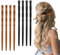 8PCS Retro Wooden Hair Bâtons Cheveux Bois Baguettes Cheveux, Support Cheveux en Forme de Bambou, pour Chignons Cheveux Longs (Brun + noir)