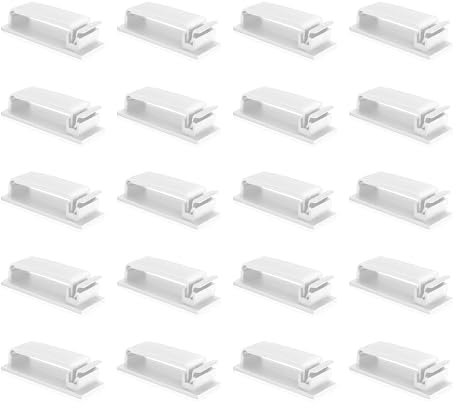 20 Pcs Cable Clips Holder Tidy Self Adhesive Management Under Deskwire Clips for Cables Outdoor Light Fairy Nails Desk Finisher Wire Clamp Ceiling Hooks Tackssticky Organiser Rope Small Gutter Pins