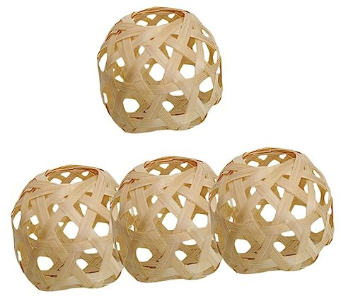 Yardenfun 4 Pièces Mini Abat-Jour Tissé En Bambou - Couvercle De Lampe Suspendue Pour La Maison - Couverture De Plafond