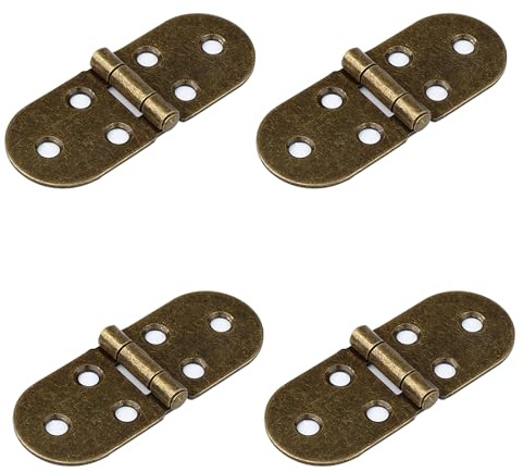 Leliafleury 4Pcs Folding Flip Top Hinge 270 Degree Metal Folding Door Hinge for Cabinet Closet Furniture (Antique Brass)