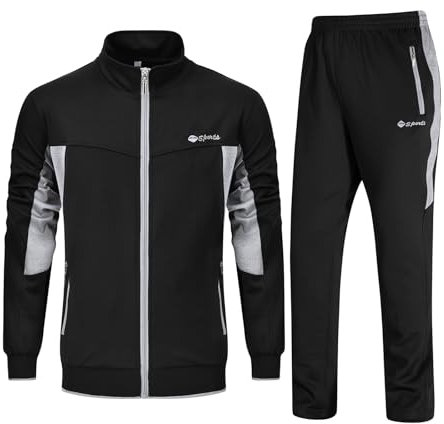 Rdruko Jogginganzug Herren Set Trainingsanzug Sportanzug Langarm Freizeitanzug Männer Tracksuit für Fußball Gym-Schwarz Hellgrau L
