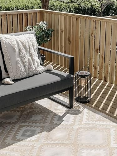 RugVista Sabine, In & Outdoor-Teppich, Moderne Teppiche, 200 x 300 cm, Rechteckig, Niedriger Stapel, Patio, Nur Handwäsche, UV-beständig, Beige