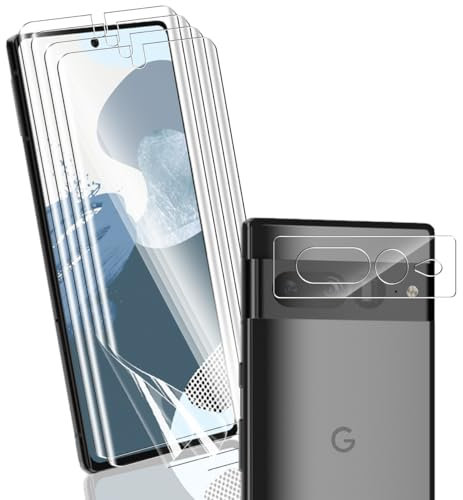 Yonntmmi Schutzfolie für Google Pixel 7 Pro 4+1 Stück, flexibler TPU-Folie mit Kameraschutz Panzer Schutz Glas, Blasenfreie Weich/Anti-Kratzer/HD TPU für Panzerglas für Google Pixel 7 Pro