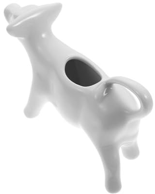 Jarra de jarabe, jarra de leche de cerámica, dispensador de crema de vaca, jarra de cerámica resistente al calor, recipiente de jarabe resistente al calor para leche, bonita jarra de leche blanca para